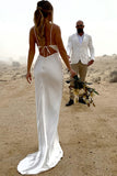 Ivory Spaghetti Straps Simple Wedding Dresses, Long Sheath Bridal Gown PW522