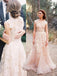 A-line V-neck Tulle Sleeveless Wedding Dress with Lace Appliques PW32