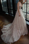 Sparkly A-Line Sequins Plunging Neckline Backless Long Prom Dress MP1061