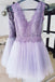 cute a line v neck lace top tulle lilac short homecoming dress