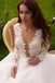 Ball Gown Long Sleeve Sheer Round Tulle Wedding Dress With Appliqued PW103