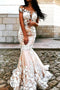 See Through Tulle Mermaid Wedding Dresses, Backless Brial Gown With Appliques PW14