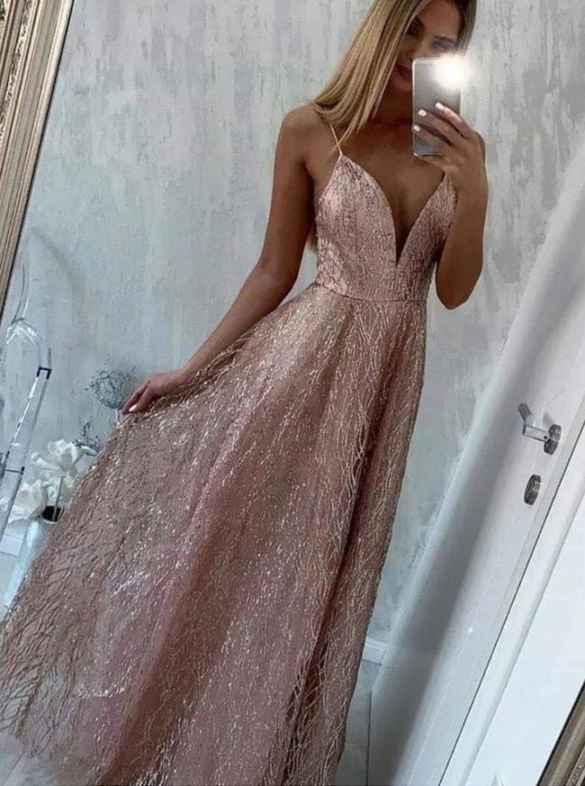 Spaghetti Straps Sequins Long Prom Dresses, Sparkly Formal Party Dresses MP72