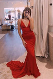 Spaghetti Straps Mermaid Long Prom Dresses, Simple Sleeveless Evening Dresses MP69