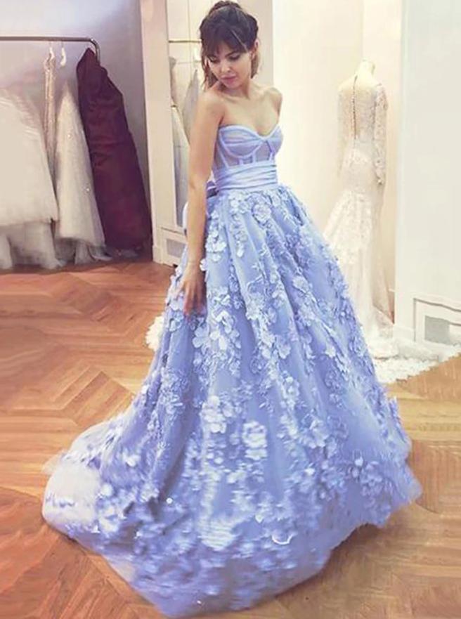 Sweetheart Lace Appliques Prom Dresses Evening Gowns With Bowknot MP122