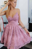 Chic A-Line Short Homecoming Dresses, Spaghetti Straps Dress with Appliques GM271
