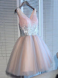 pink mini sweet 16 dress cute sequins short prom graduation gown