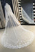 one tier chapel trailing tulle bridal veils with lace flower wv21