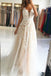 elegant a line v neck sleeveless long prom dress with appliques