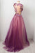 charming 3d floral applique grape tulle long prom dress
