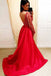 v neck beaded long sleeve red backless prom dresses long formal dress