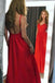 a line spaghetti straps backless red long prom dress