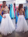white long prom dress high neck open back with floral applique