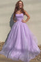Sparkly Spaghetti Straps Lilac Long Prom Dresses With Sequins MP01