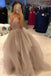 spaghetti straps v neck tulle long prom dress sparkly formal evening gown