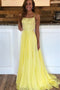 Yellow Long Prom Dress With Beaded, Backless Long Evening Gown MP743