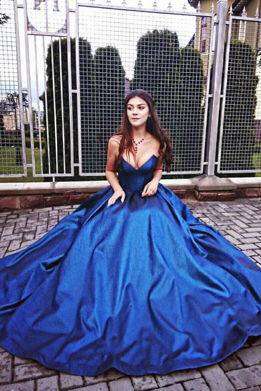 Royal Blue A-line Sweetheart Long Prom Dress, Elegant Sleeveless Foraml Gown MP1108