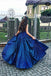 royal blue a line sweetheart long prom dress elegant sleeveless foraml gown