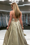 Buy Sparkly Spaghetti-straps V-neck Satin Lace Up Prom Pageant Dresses MP789