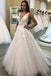 charming a line v neck appliqued ball gown tulle wedding dress
