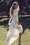 Ivory Long Sleeves Sheath Backless Beach Lace Wedding Dress PW284