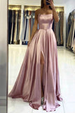 spaghetti straps simple long prom dress backless long evening dress