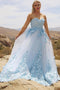 Sweetheart Light Sky Blue Tulle Applique Long Formal Prom Dress MP1052
