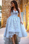 A-Line Sweetheart High Low Lace Prom Dress with Handmade Flower MP1044