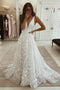 A-line Bohemian Wedding Dress With Lace Appliques Beach Bridal Gown PW304