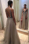 Plunging Neckline Long Prom Dress Sequins Slit Backless Evening Dress MP1141