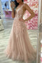 A-line Tulle Lace Appliques Long  Sparkle Prom Evening Dress MP1222