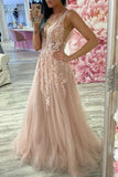 a line tulle lace appliques long sparkle prom evening dress