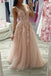 a line tulle lace appliques long sparkle prom evening dress