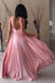 elegant round neck long chiffon sleeveless pink prom dress
