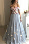 Detachable Straps Sweetheart Long Prom Dress With Floral Appliques MP1191