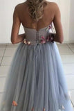 detachable straps sweetheart long prom dress with floral appliques