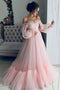 Tulle Sweetheart A Line Prom Dresses With Long Sleeves MP1190