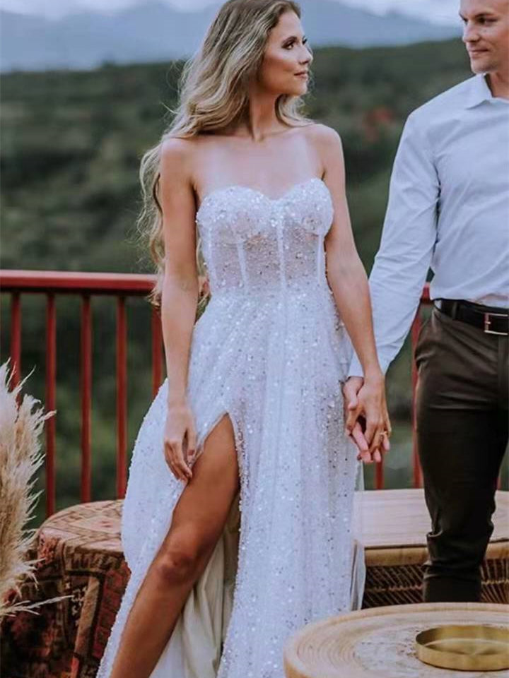Sweetheart Detachable Bubble Sleeves Lace Mermaid Wedding Dress | Ball –  Ballbella