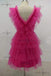 hot pink homecoming dress tiered tulle short prom party dress