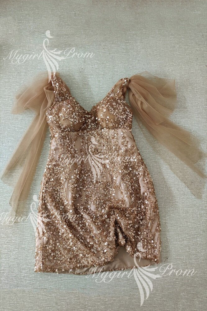 a line v neck sequined short homecoming dresses tight short party dress