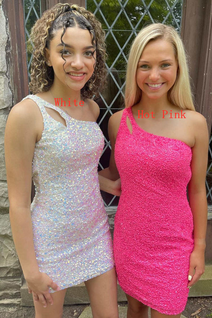 glitter one shoulder tight homecoming dresses sequin bodycon dresses