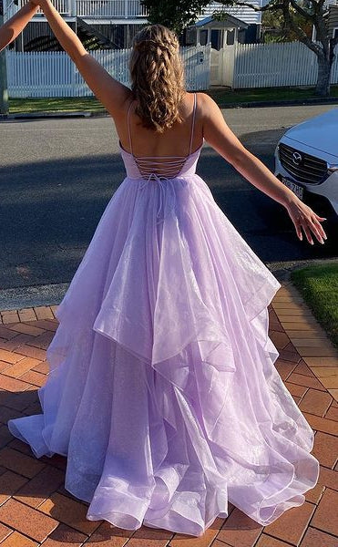 Sparkly Long Plus Size Lavender Prom Dresses, Stunning Formal Dresses GP372