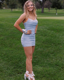 Tight Short Homecoming Dresses with Beads, Lace Up Bodycon Party Dress GM530