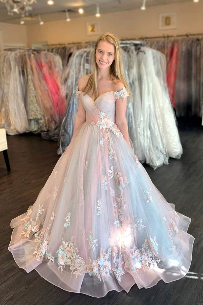 elegant tulle sweetheart pink blue prom dress princess formal gown