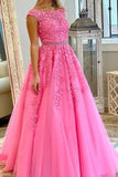Long prom dresses with applique and beading light plum graduation dress mg171