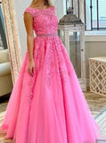 Long prom dresses with applique and beading light plum graduation dress mg171