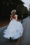 Two Piece Tulle Backless Wedding Dress, Simple Country Wedding Gowns PW306