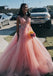 princess pink tulle long prom dresses with appliques long formal dresses