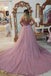 a line v neck beaded waist prom dresses with overlay tulle skirt