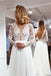 simple a line v neck ivory lace long sleeves beach wedding dresses